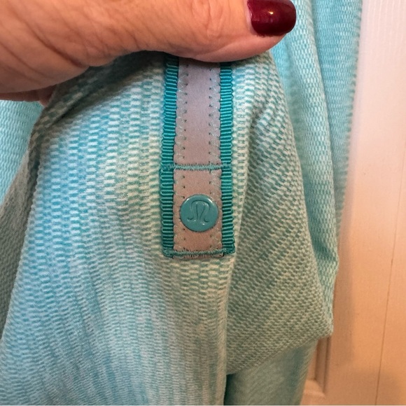 Lululemon Vinyasa Scarf Mini Check Pique Aquamarine Heathered Peacock Blue - Picture 4 of 5